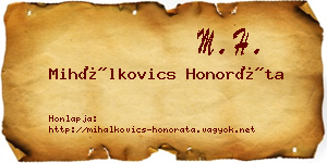 Mihálkovics Honoráta névjegykártya